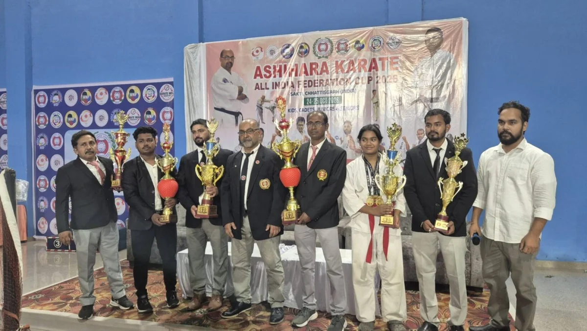 सक्ती में आशिहारा कराटे ऑल इंडिया फेडरेशन कप 2026 संपन्न: छत्तीसगढ़ बना चैंपियन, पश्चिम बंगाल दूसरे और महाराष्ट्र तीसरे स्थान पर रहा