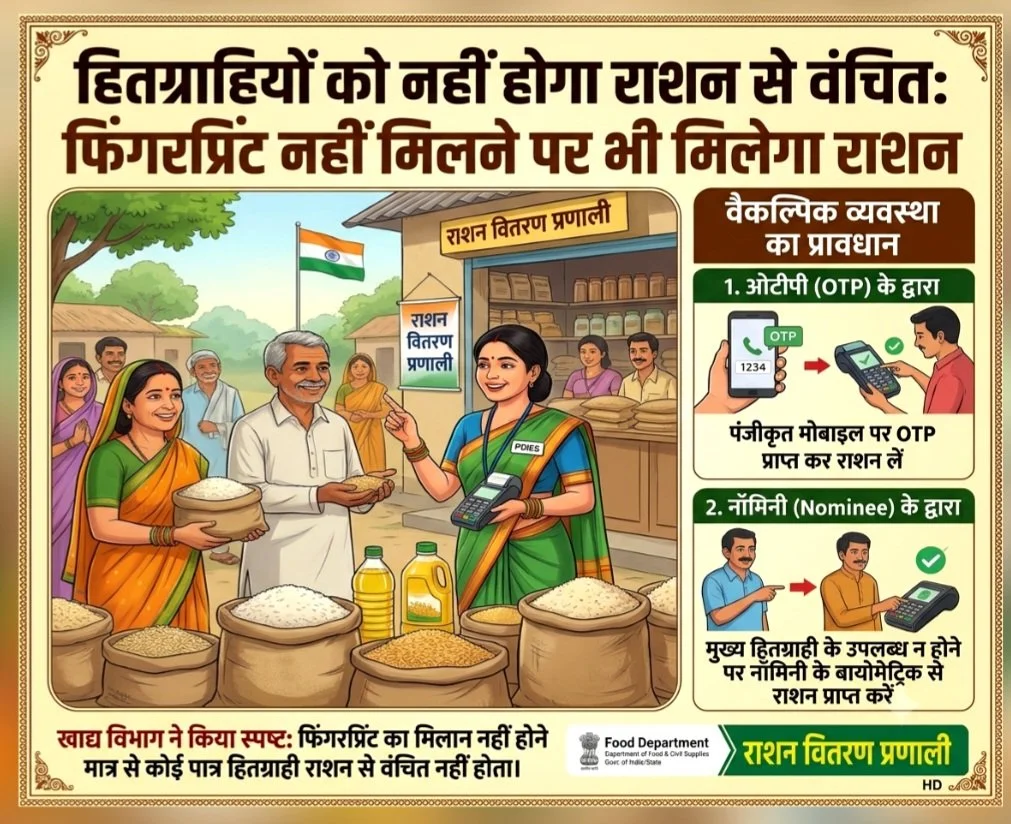 फिंगरप्रिंट नहीं मिलने पर भी हितग्राहियों को मिलेगा राशन, वैकल्पिक व्यवस्था का है प्रावधान ..